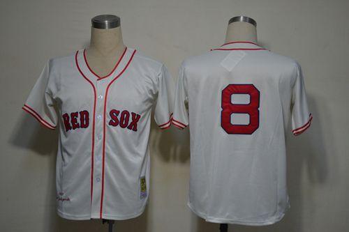 Mitchell And Ness 1967 Red Sox #8 Carl Yastrzemski Cream Stitched Throwback MLB Jersey - Click Image to Close